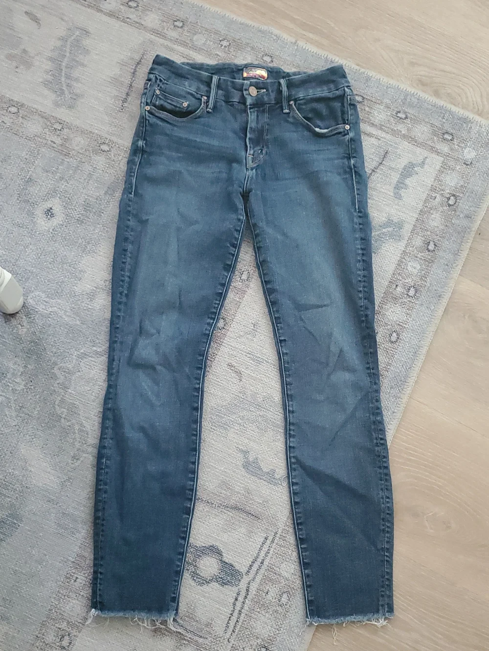 Mother Looker Ankle Fray Girl Crush Blue Stretch Soft Jeans Denim Pants Sz26